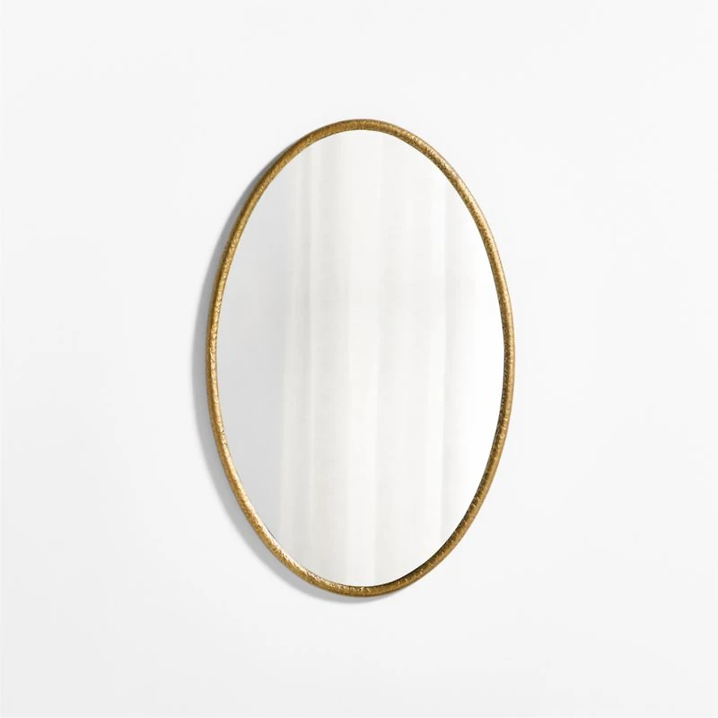 Mirabella Brass Metal Oval Wall Mirror 25.75"x40"