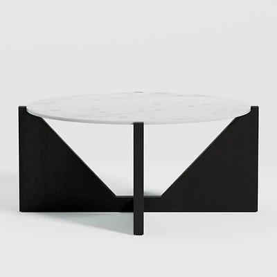 Miro Marble and Ebonized Mahogany Wood 41" Round Coffee Table