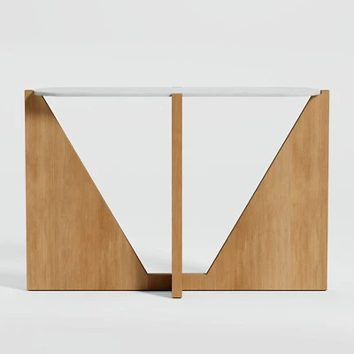 Miro White Marble Console Table with Natural White Oak Wood Base