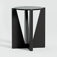 Miro Black Marble Round End Table with Black Ebonized White Oak Wood Base