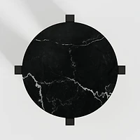 Miro Black Marble Round End Table with Black Ebonized White Oak Wood Base