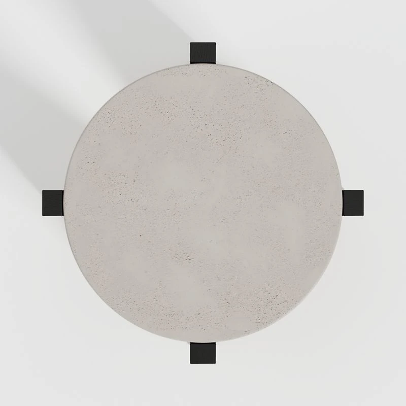Miro Concrete Round End Table with Black Ebonized White Oak Wood Base