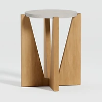 Miro Concrete Round End Table with Natural White Oak Wood Base