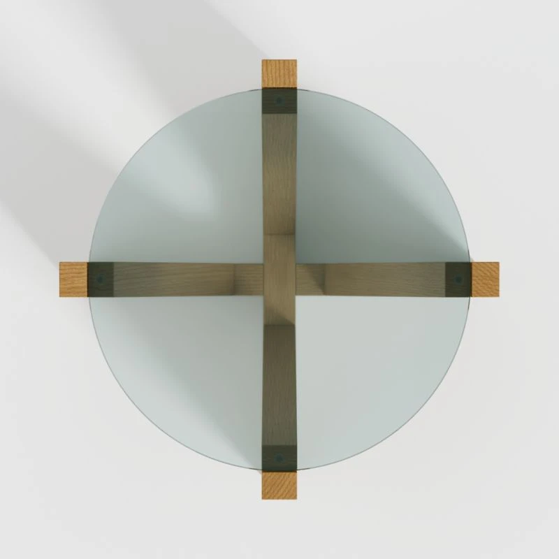 Miro Glass End Table with Natural White Oak Wood Base