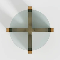 Miro Glass End Table with Natural White Oak Wood Base