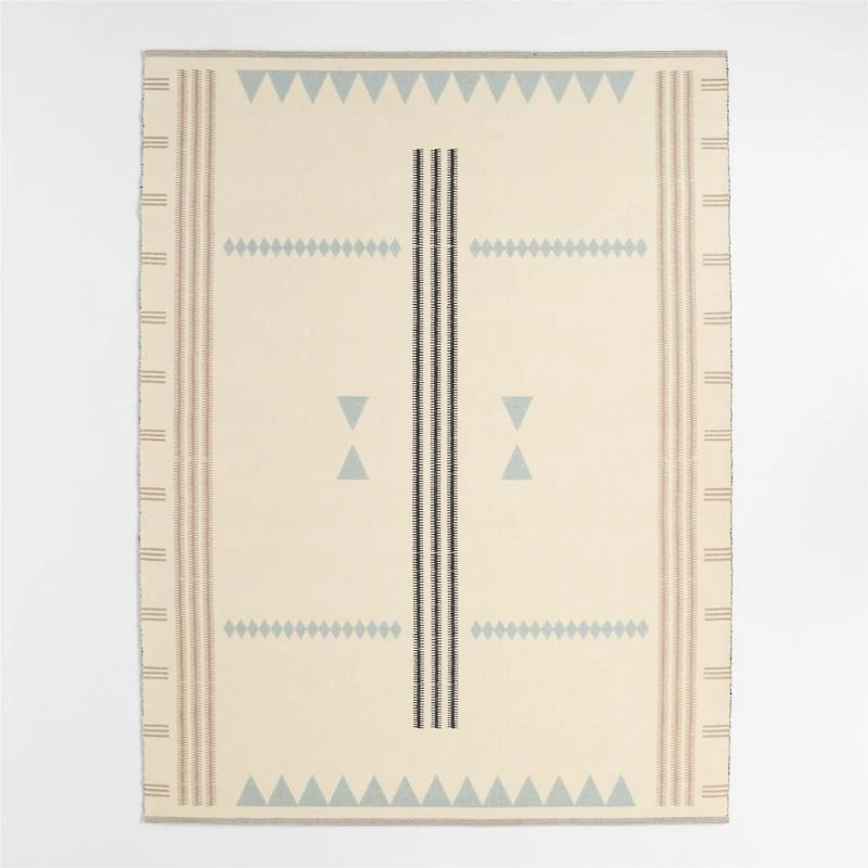 Mirror Pattern Mist Blue Chenille Kids Area Rug 5'x8'