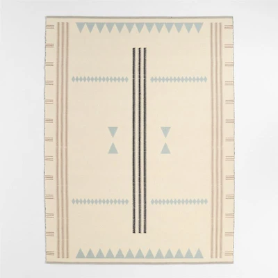 Mirror Pattern Mist Blue Chenille Kids Area Rug 5'x8'