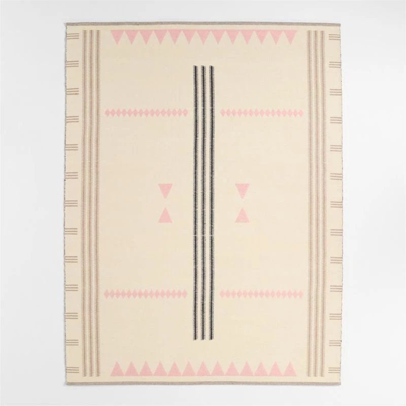 Mirror Pattern Elegant Pink Chenille Kids Area Rug 6'x9'