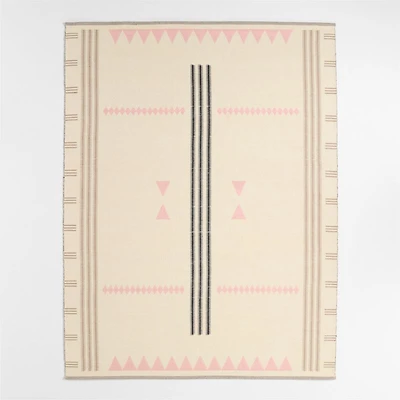 Mirror Pattern Elegant Pink Chenille Kids Area Rug 6'x9'