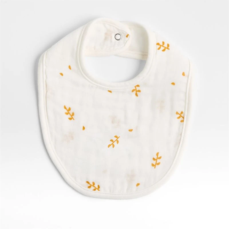 Mixed Print Savannah Yellow Organic Cotton Gauze Baby Bib, Set of 3