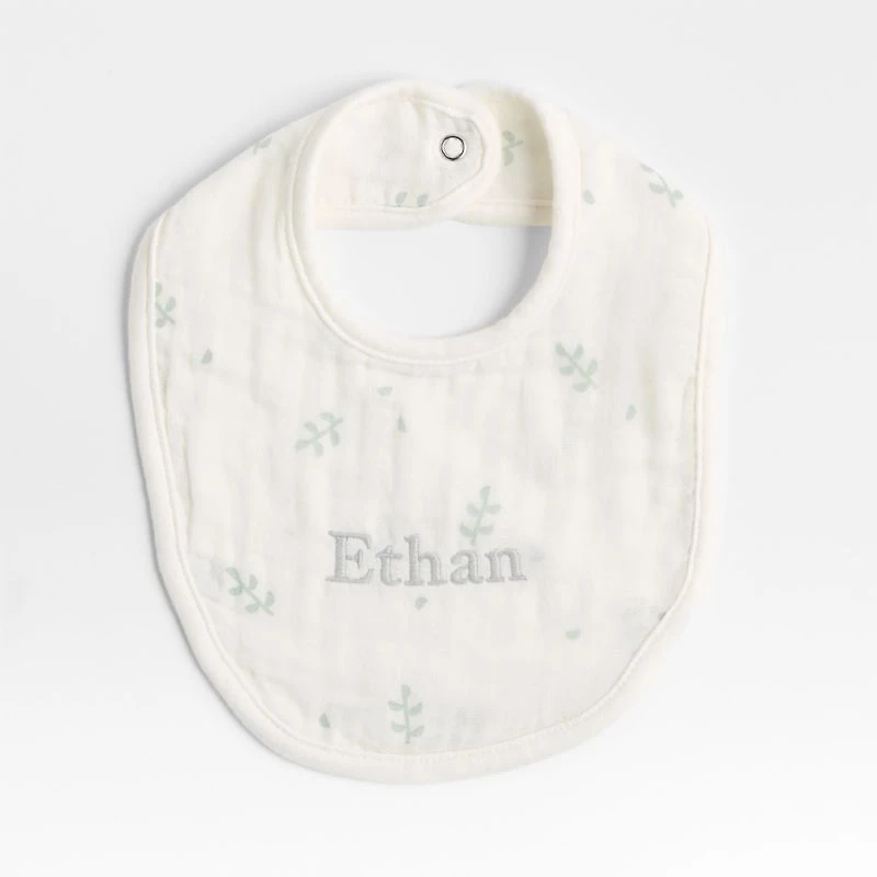 Mixed Print Muted Teal Organic Cotton Gauze Baby Bib, Set of 3