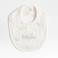 Mixed Print Muted Teal Organic Cotton Gauze Baby Bib, Set of 3