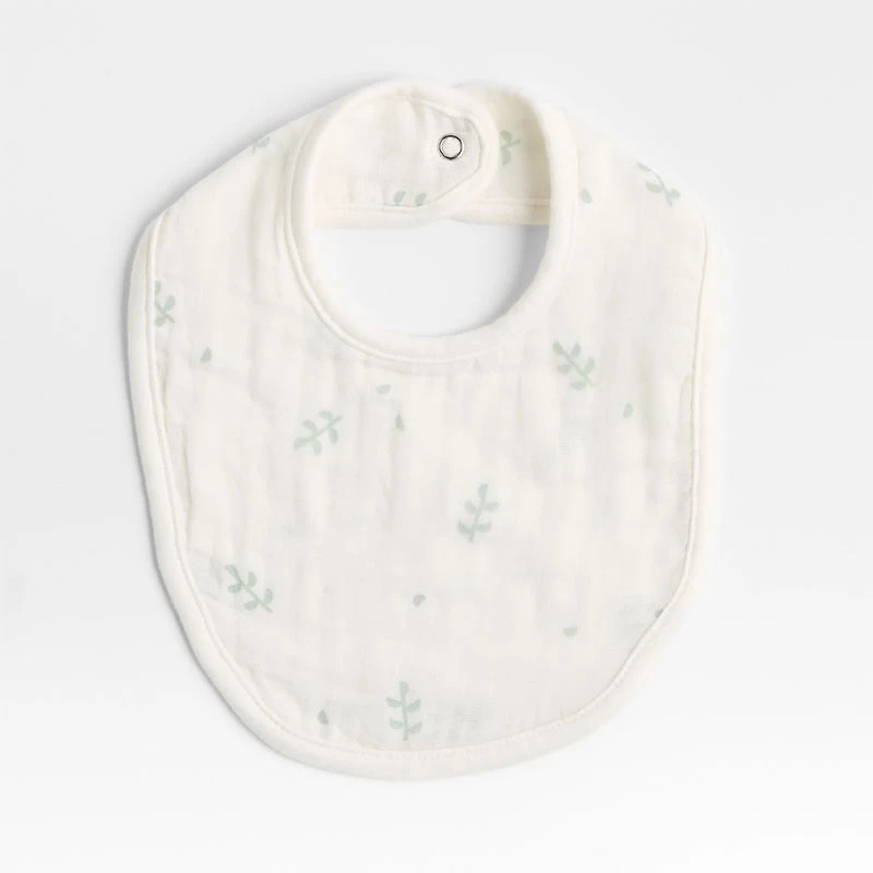 Mixed Print Muted Teal Organic Cotton Gauze Baby Bib, Set of 3