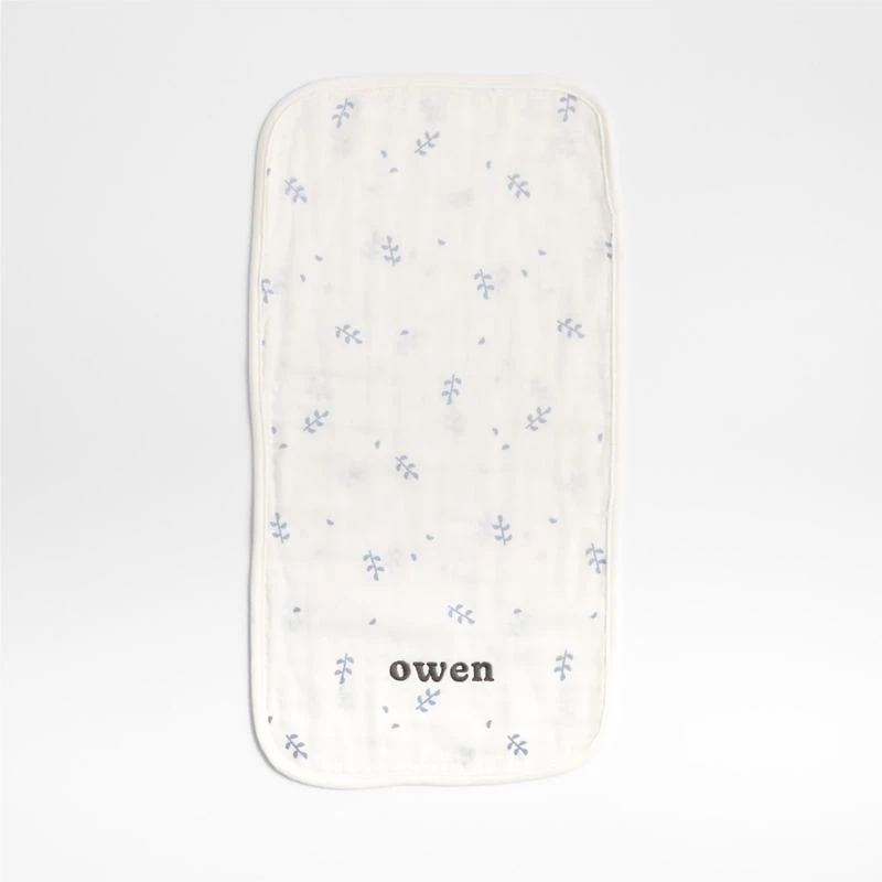 Mixed Print Coy Blue Organic Cotton Gauze Baby Burp Cloth, Set of 3