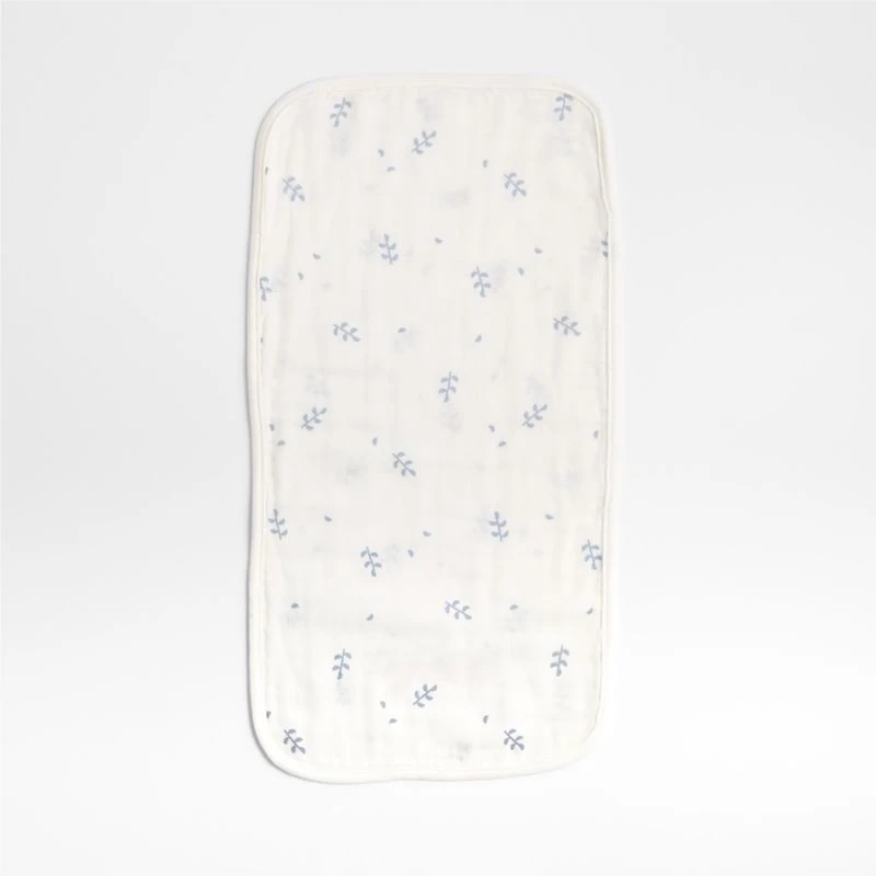 Mixed Print Coy Blue Organic Cotton Gauze Baby Burp Cloth, Set of 3