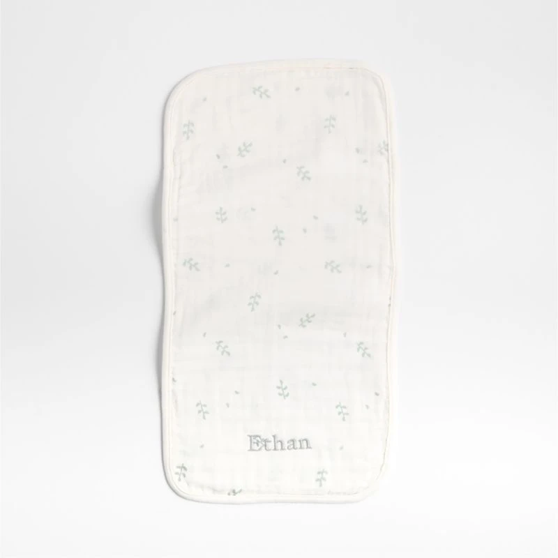 Mixed Print Muted Teal Organic Cotton Gauze Baby Burp Cloth, Set of 3