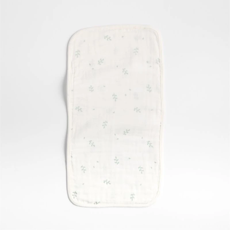 Mixed Print Muted Teal Organic Cotton Gauze Baby Burp Cloth, Set of 3