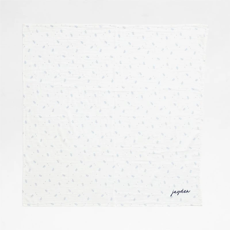 Mixed Print Coy Blue Organic Cotton Gauze Baby Swaddle Blankets, Set of 3