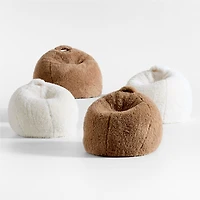 Cream White Large Mongolian Faux Fur Kids Lounge Bean Bag Cover
