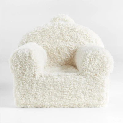 Large Cream Mongolian Faux Fur Kids Lounge Nod Chair Cover
