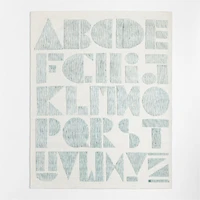 Modern Alphabet Blue Kids Wool Area Rug 6'x9'