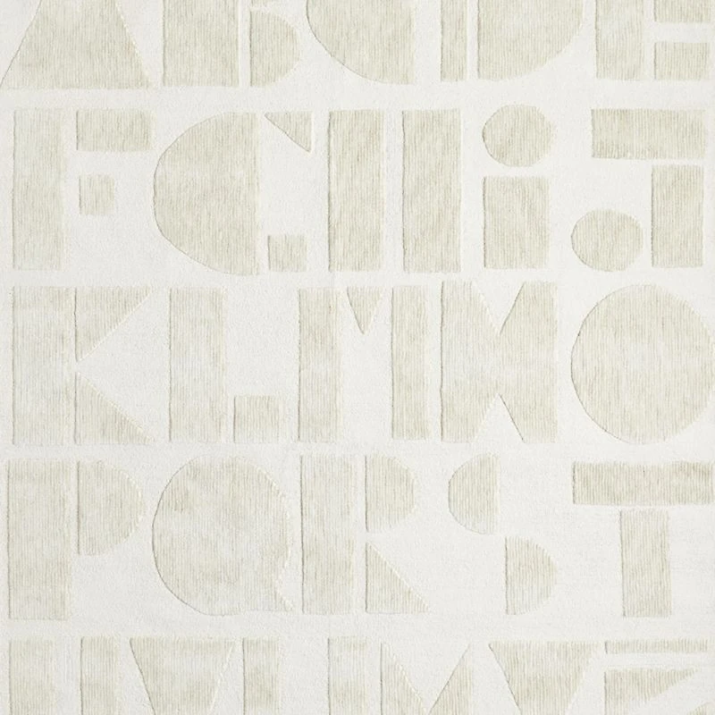 Modern Alphabet Calm Beige Kids Wool 12"x18" Rug Swatch