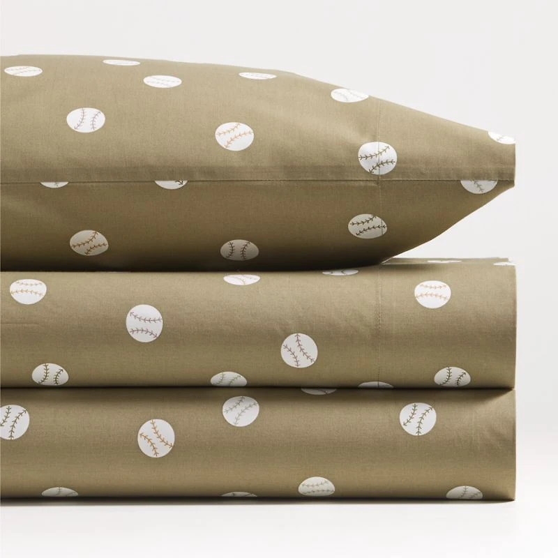 Stay Cool Modern Baseball Organic Cotton Kids Twin Sheet Set