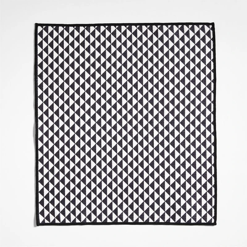 Modern Check Black Recycled Kitchen Towels, Set of 2