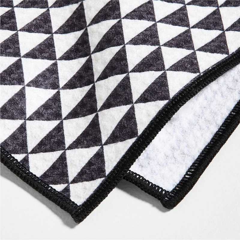 Modern Check Black Recycled Kitchen Towels, Set of 2