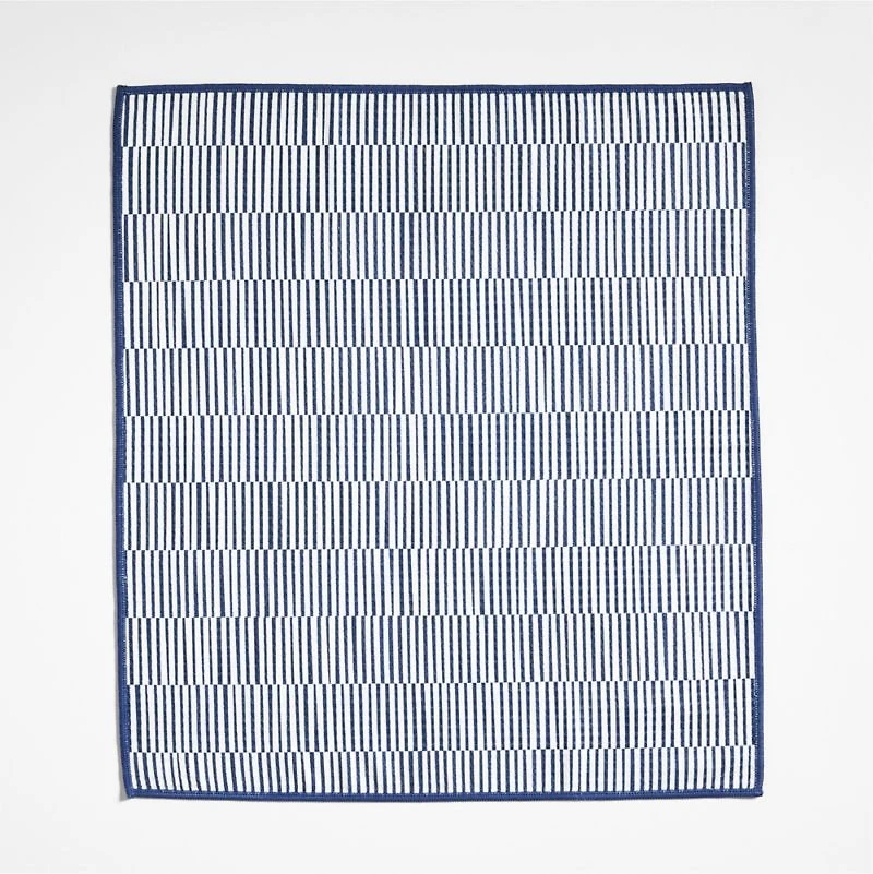 Modern Check Indigo Recycled Kitchen Towels, Set of 2