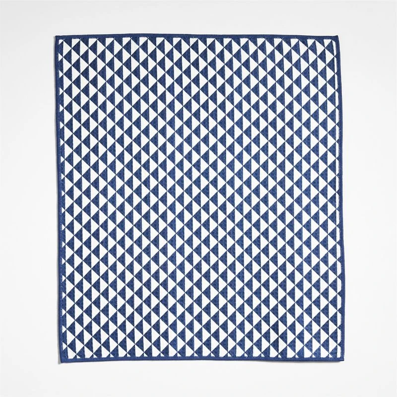 Modern Check Indigo Recycled Kitchen Towels, Set of 2
