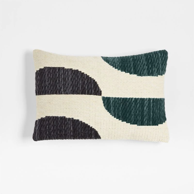 Modern Crescent Kilim 22"x15" Sea Green Throw Pillow Cover