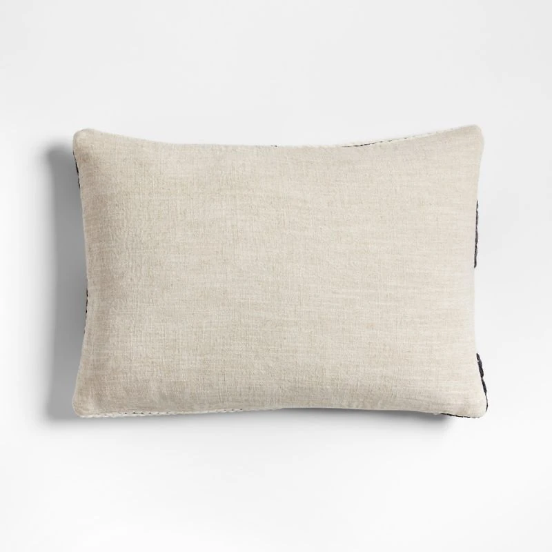 Modern Crescent Woven Kilim 22"x15" Black Throw Pillow with Feather Insert