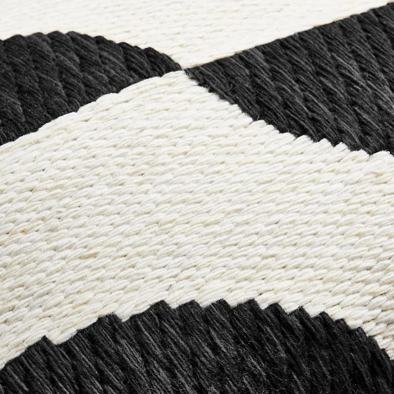 Modern Crescent Woven Kilim 22"x15" Black Throw Pillow with Feather Insert