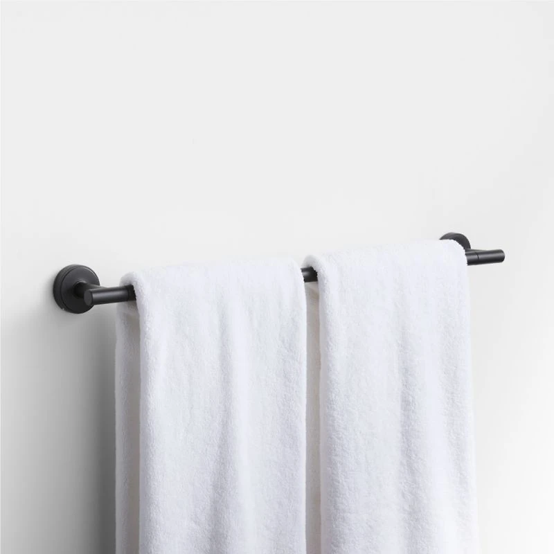 Modern Flat-End Matte Black Bath Towel Bar 24"