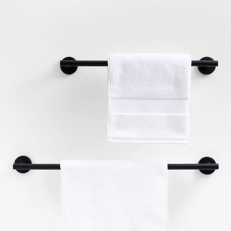 Modern Flat-End Matte Black Bath Towel Bar 24"