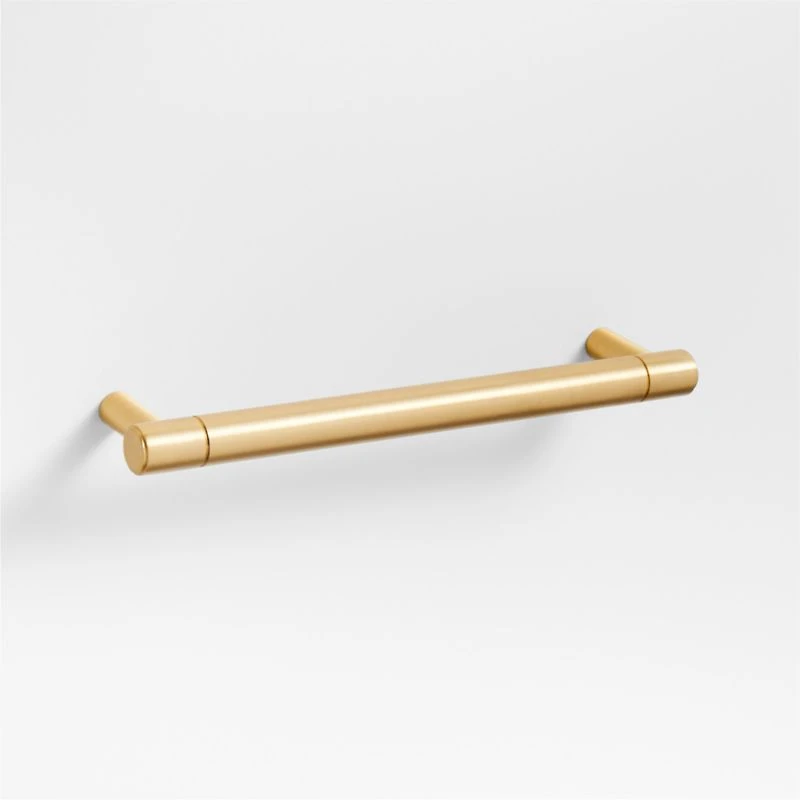 Modern 5" Flat-End Brushed Brass Cabinet Drawer Bar Pull