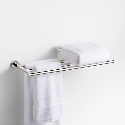 Modern Flat-End Polished Chrome Wall-Mounted Bathroom Towel Rack