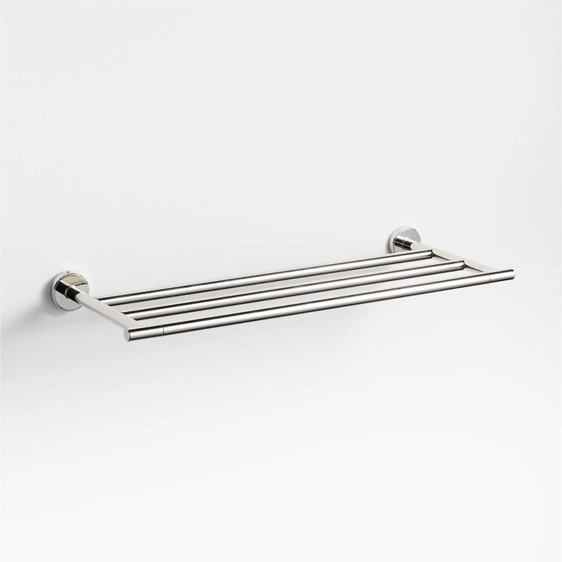 Modern Flat-End Polished Chrome Wall-Mounted Bathroom Towel Rack
