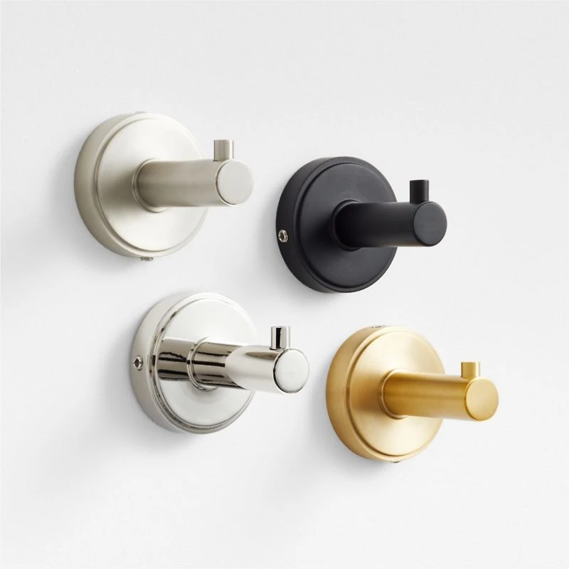 Modern Flat-End Brushed Brass Bathroom Towel Hook