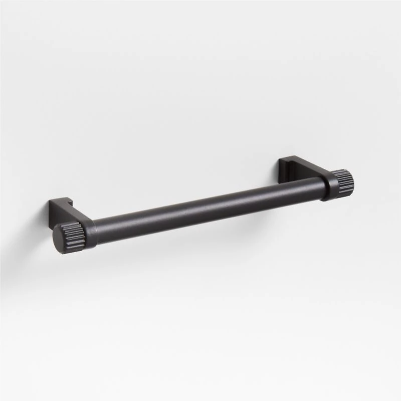 Modern 5" Fluted Matte Black Cabinet Drawer Bar Pull