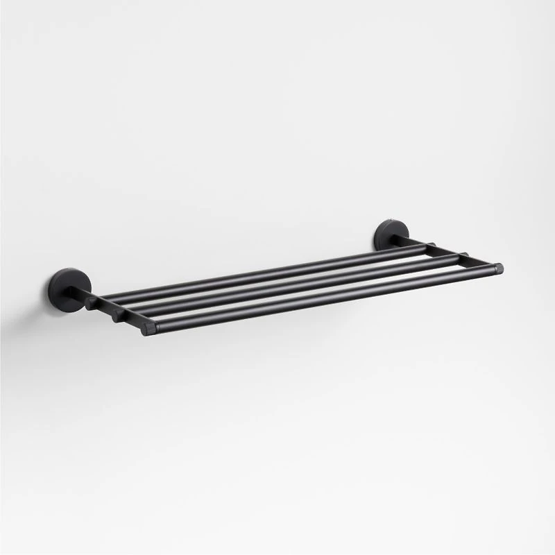 Modern Fluted Matte Black Wall-Mounted Bathroom Towel Rack