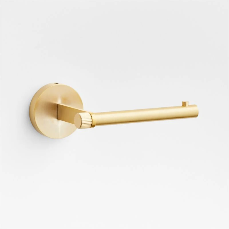 Modern Fluted Brushed Brass Wall-Mounted Toilet Paper Holder