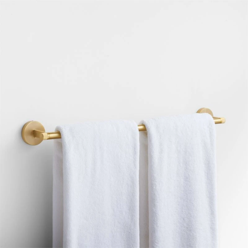Modern Fluted Brushed Brass Bath Towel Bar 24"