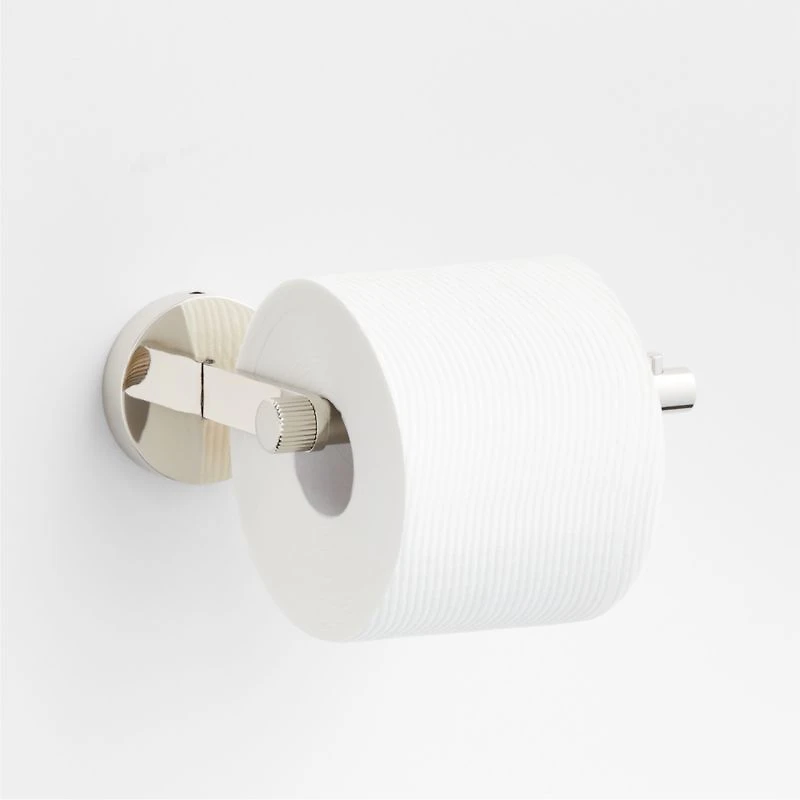 Modern Fluted Polished Chrome Wall-Mounted Toilet Paper Holder