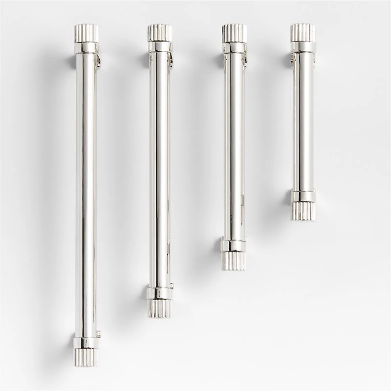 Modern 6" Fluted Polished Chrome Cabinet Drawer Bar Pull