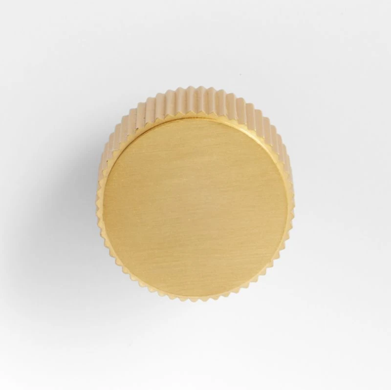 Modern Fluted Brushed Brushed Brass Cabinet Knob