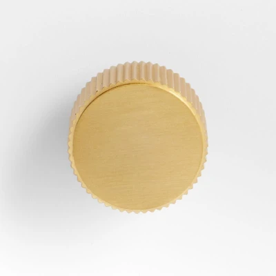 Modern Fluted Brushed Brushed Brass Cabinet Knob