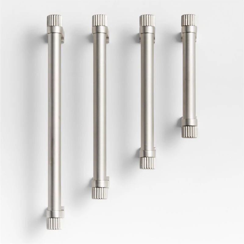 Modern 3" Fluted Brushed Nickel Cabinet Drawer Bar Pull