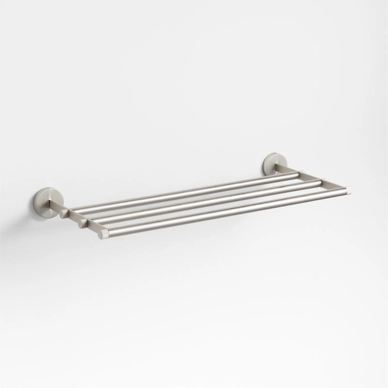 Modern Fluted Brushed Nickel Wall-Mounted Bathroom Towel Rack